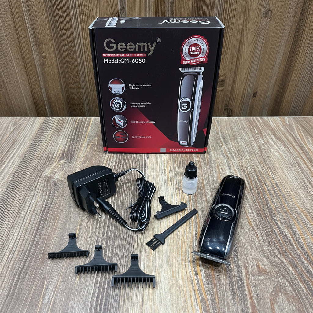 Geemy GM-6050 Professional Hair Clipper – Cordless Rechargeable Trimmer