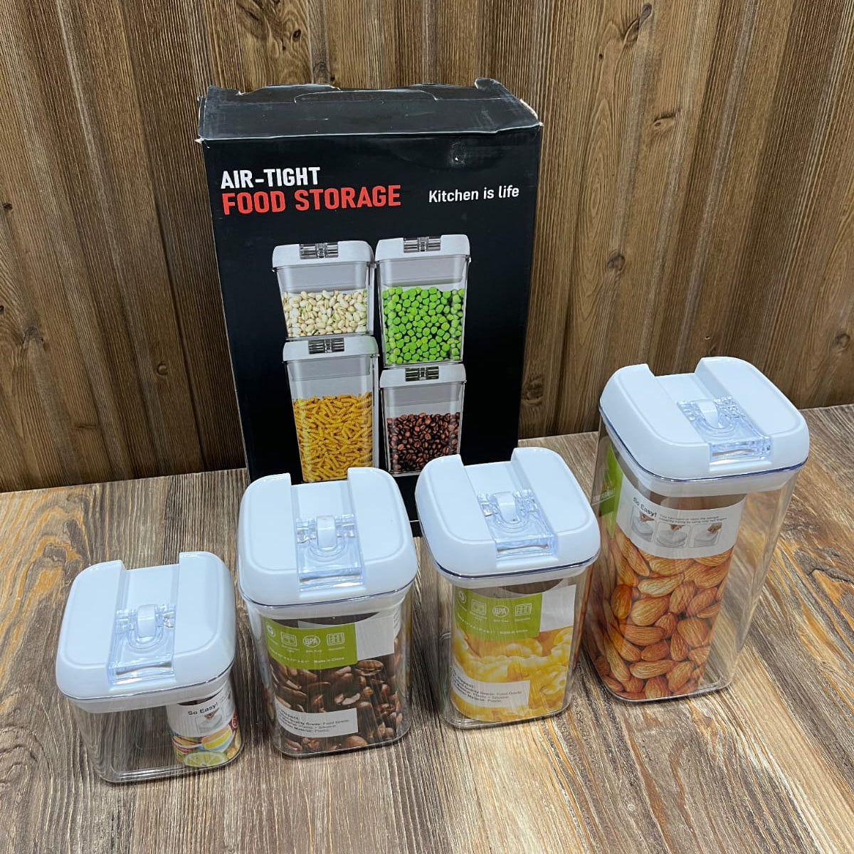 Air-Tight Food Storage Container Set (4 Pcs) – Flip-Top Lock Lids