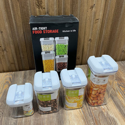 Air-Tight Food Storage Container Set (4 Pcs) – Flip-Top Lock Lids