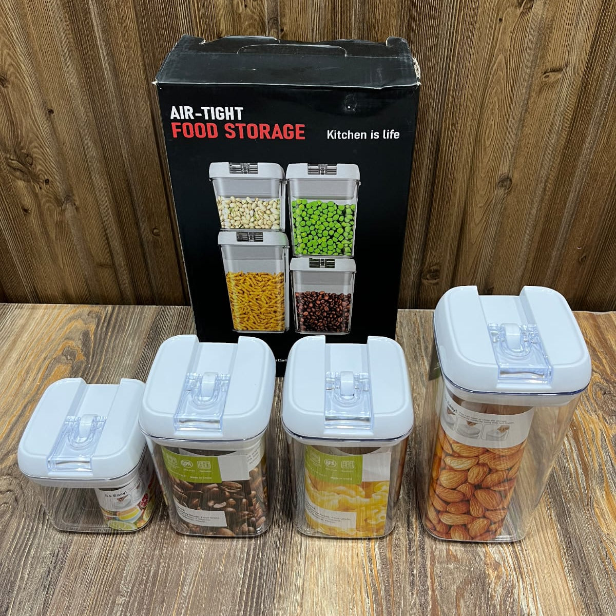 Air-Tight Food Storage Container Set (4 Pcs) – Flip-Top Lock Lids