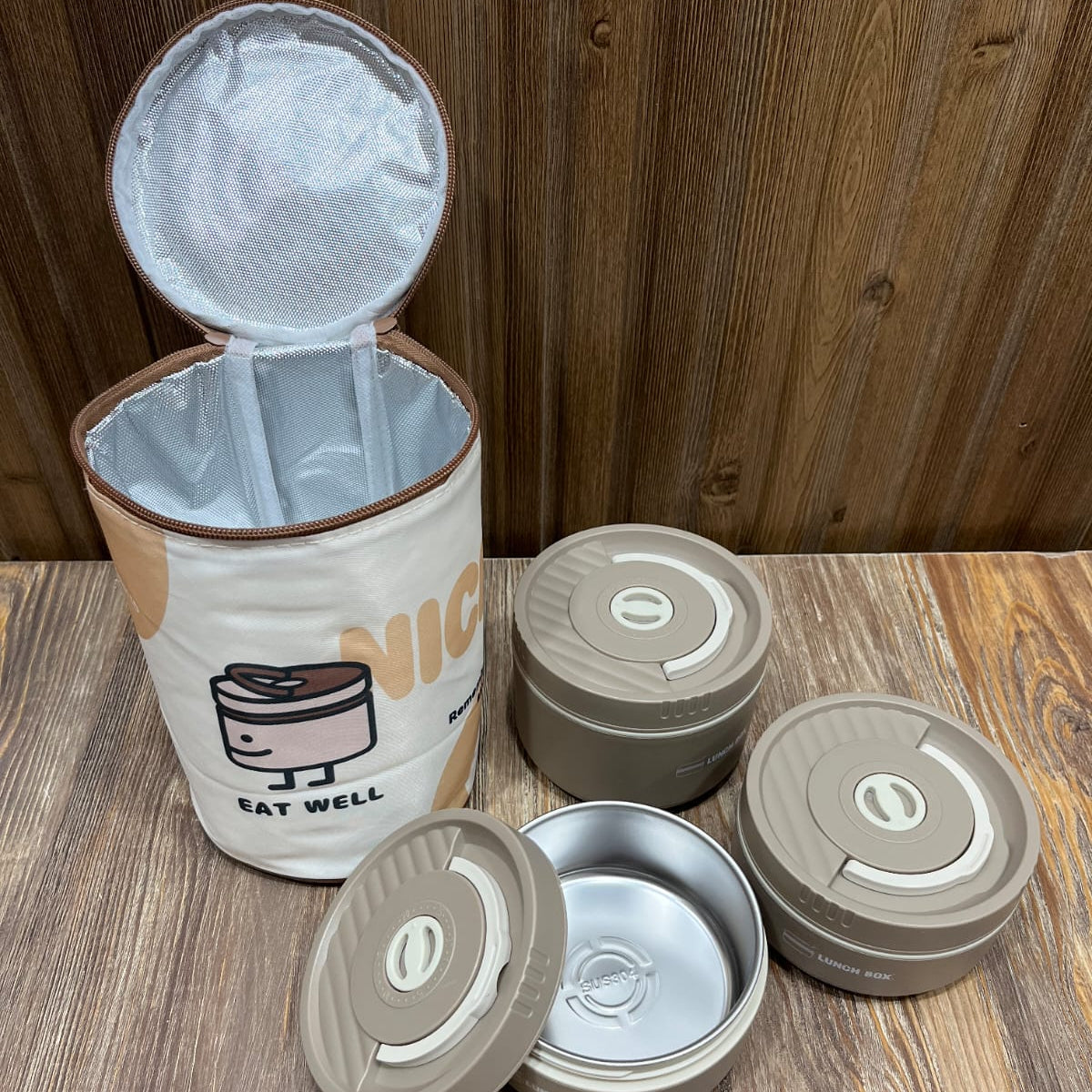 Insulated Lunch Bag & 3-Tier Stainless Steel Lunch Box Set