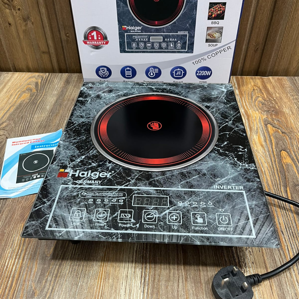 Haiger HG-12 Infrared Inverter Cooker – 2200W Copper Coil Hot Plate
