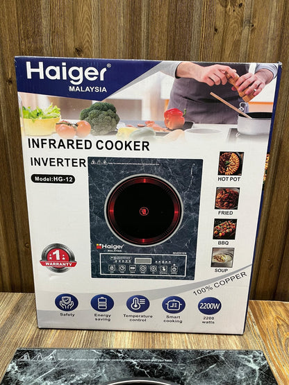Haiger HG-12 Infrared Inverter Cooker – 2200W Copper Coil Hot Plate