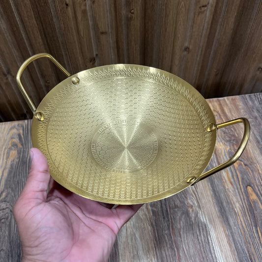 24cm Premium Golden Honeycomb  – Heavy Duty Stainless Steel Non-Stick Cookware & Serving Wok