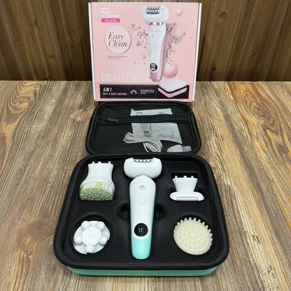5-in-1 Rechargeable Epilator & Facial Cleansing Set for Women – Easy Clean