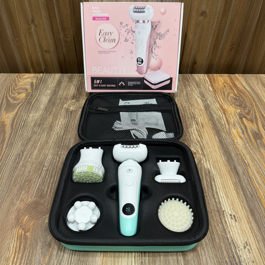 5-in-1 Rechargeable Epilator & Facial Cleansing Set for Women – Easy Clean