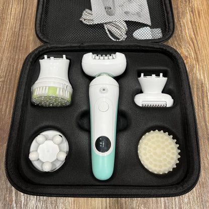 5-in-1 Rechargeable Epilator & Facial Cleansing Set for Women – Easy Clean