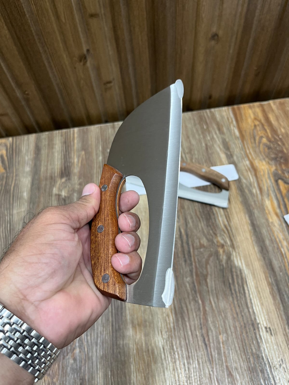 Heavy-Duty Stainless Steel Meat Cleaver with Wooden Handle - Professional Bone Chopper