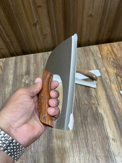 Heavy-Duty Stainless Steel Meat Cleaver with Wooden Handle - Professional Bone Chopper