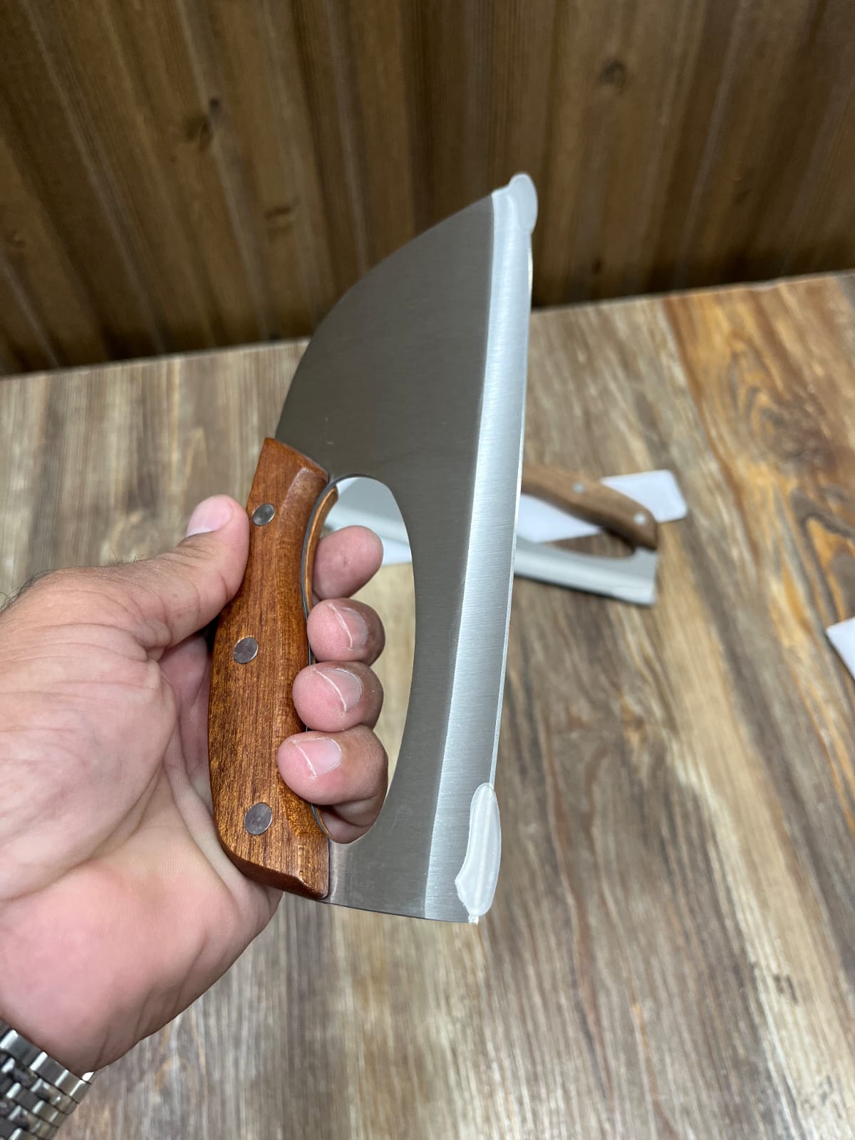 Heavy-Duty Stainless Steel Meat Cleaver with Wooden Handle - Professional Bone Chopper