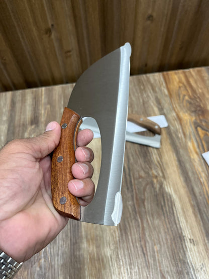 Heavy-Duty Stainless Steel Meat Cleaver with Wooden Handle - Professional Bone Chopper