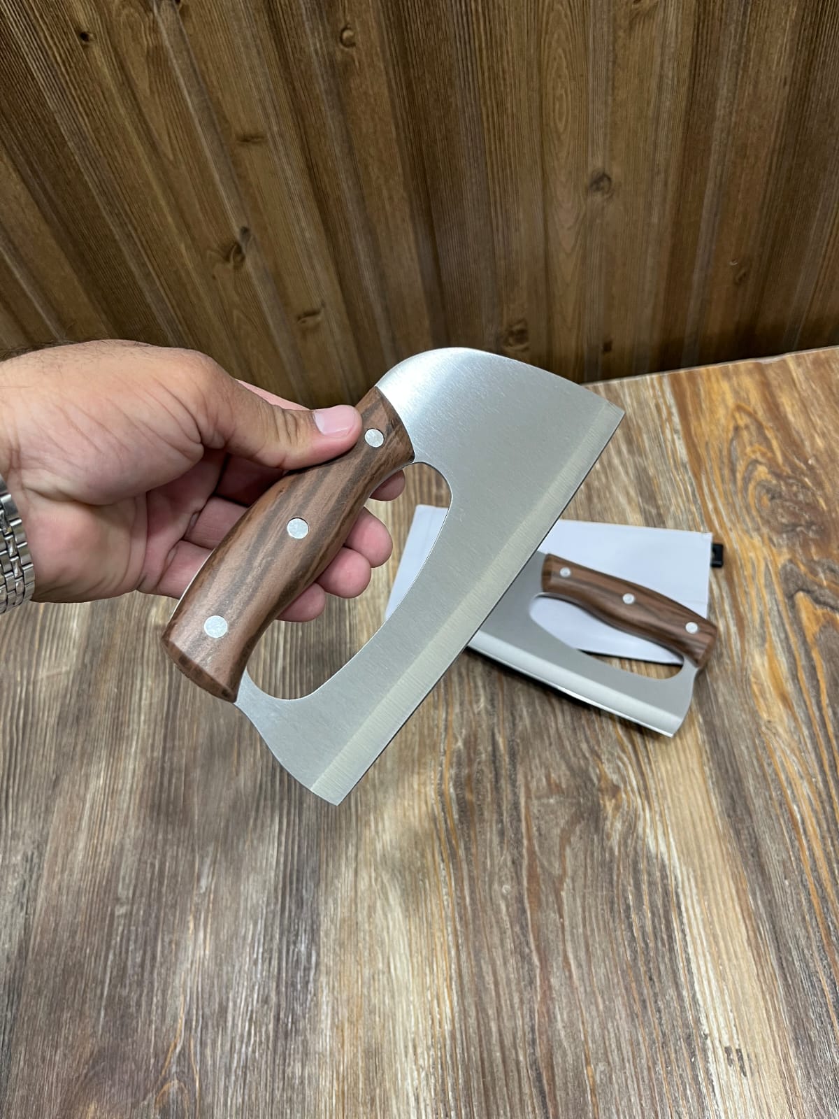 Stainless Steel Cleaver Knife Set (1Pcs) - Wooden Handle Butcher Knives