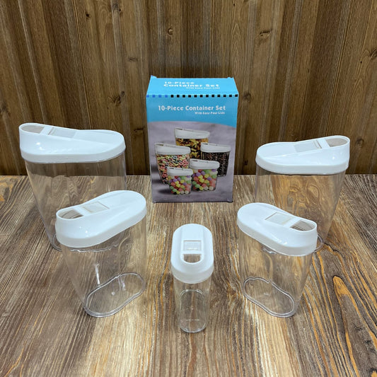 10-Piece Airtight Food Storage Container Set with Easy-Pour Lids