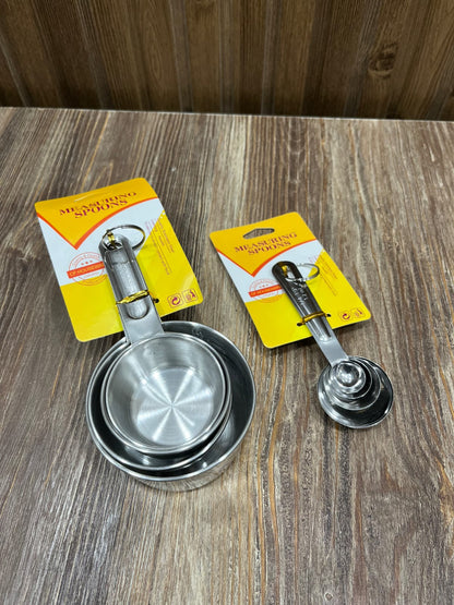 CF Housewares Stainless Steel Measuring Cups and Spoons Set - Professional Quality