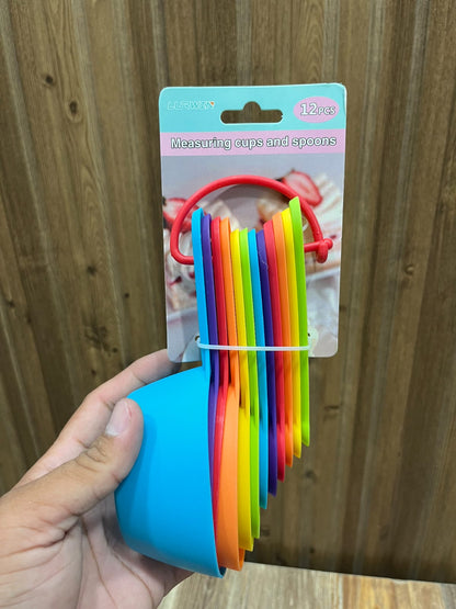 Lurwin 12-Piece Rainbow Measuring Cups and Spoons Set