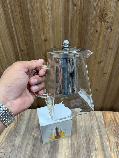 950ml Glass Teapot with Stainless Steel Infuser - Heat-Resistant Loose Leaf Tea Maker