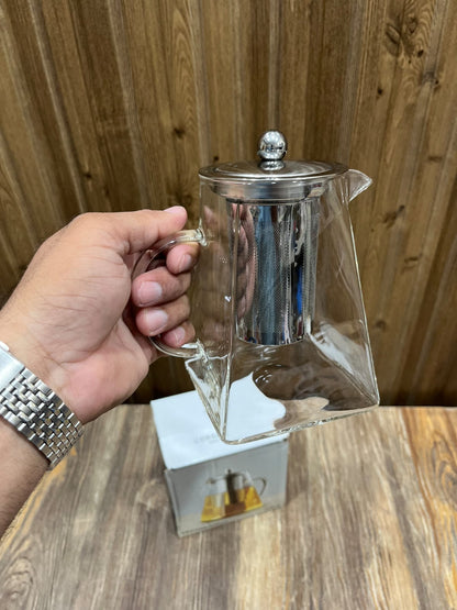 950ml Glass Teapot with Stainless Steel Infuser - Heat-Resistant Loose Leaf Tea Maker