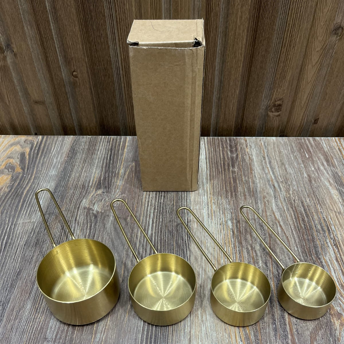 Gold Stainless Steel Measuring Cups Set – 4 Piece with Ring Holder