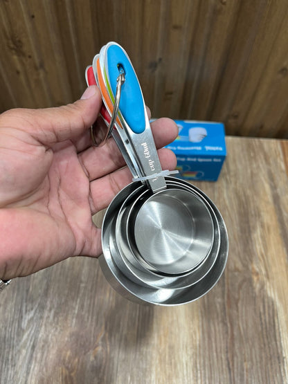 Yangli 9-Piece Stainless Steel Measuring Cups and Spoons Set with Colorful Silicone Handles