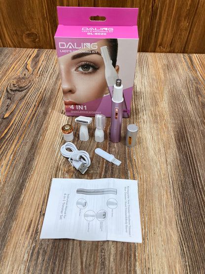 Daling 4 in 1 Lady's Grooming Kit DL-6020 Rechargeable Eyebrow, Nose, Facial Hair Trimmer & Shaver for Women