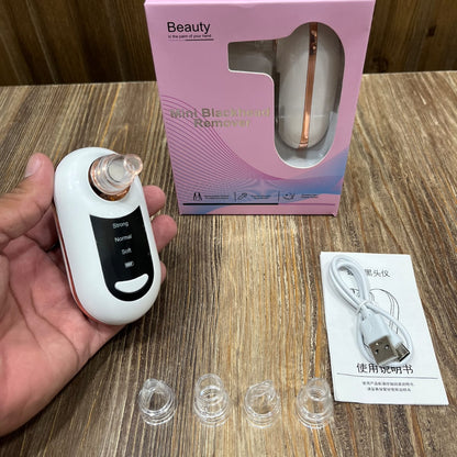 Mini Blackhead Remover – Rechargeable Pore Vacuum Suction Device with 4 Heads