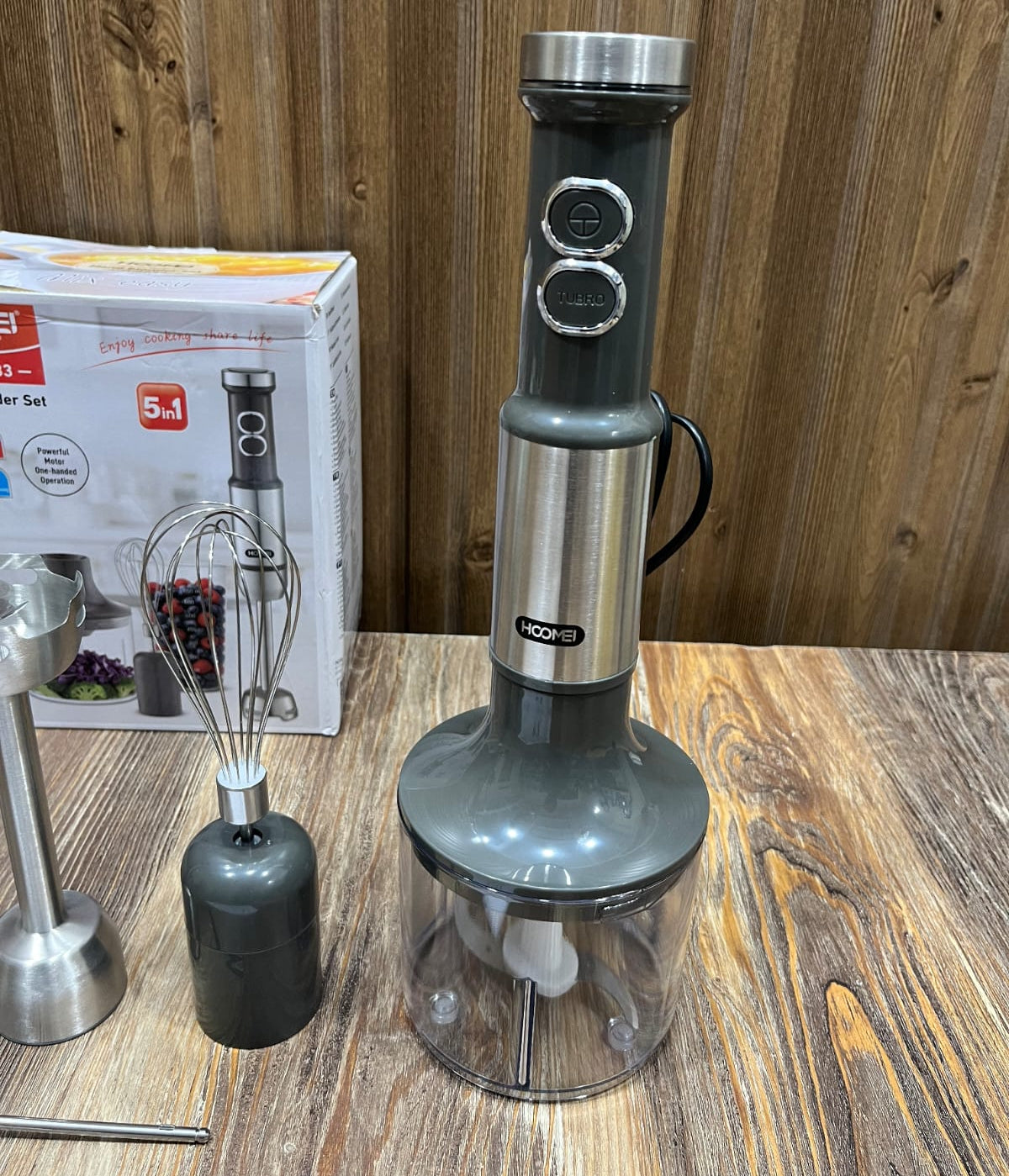 Hoomei HM-6683 5-in-1 Hand Blender Set – Powerful Stainless Steel Immersion Blender