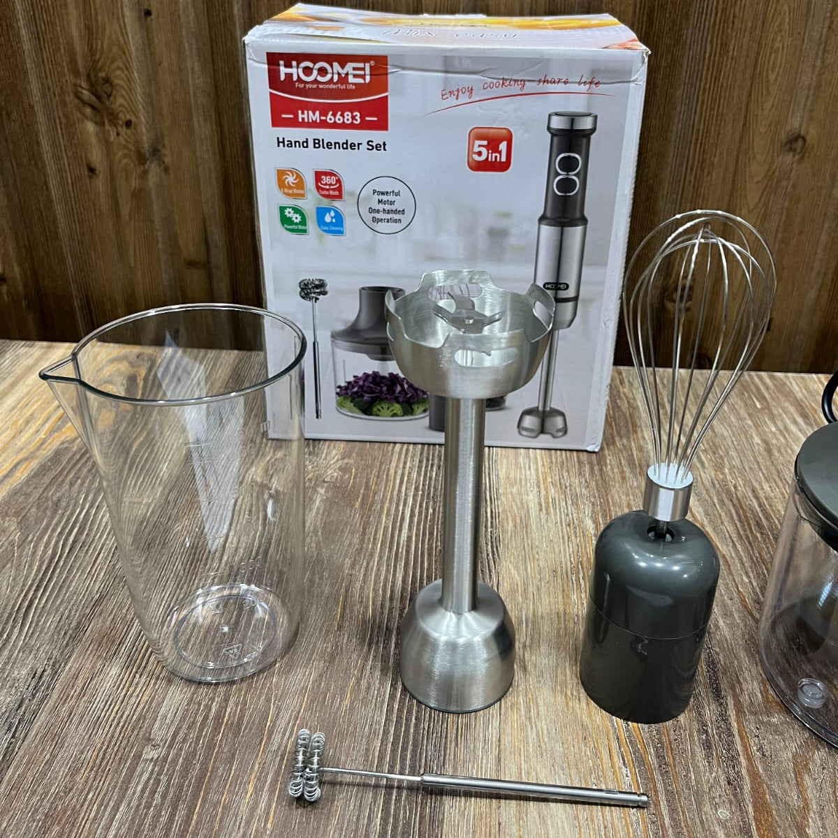 Hoomei HM-6683 5-in-1 Hand Blender Set – Powerful Stainless Steel Immersion Blender