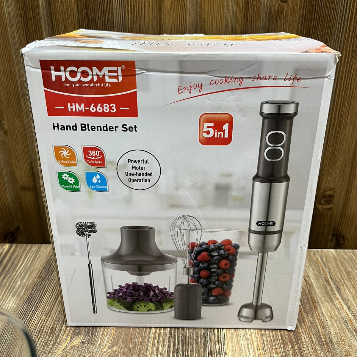 Hoomei HM-6683 5-in-1 Hand Blender Set – Powerful Stainless Steel Immersion Blender