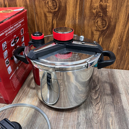 12L Stainless Steel Automatic Pressure Cooker with Glass Lid | 26cm Heavy Duty Cookware Po=
