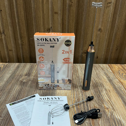 Sokany SK-02018 2-in-1 USB Rechargeable Electric Milk Frother &amp; Whisk – 1200mAh