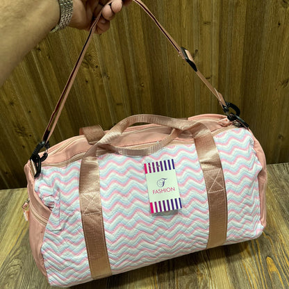 Fashion Quilted Duffel Bag with Sequin Bow Patch