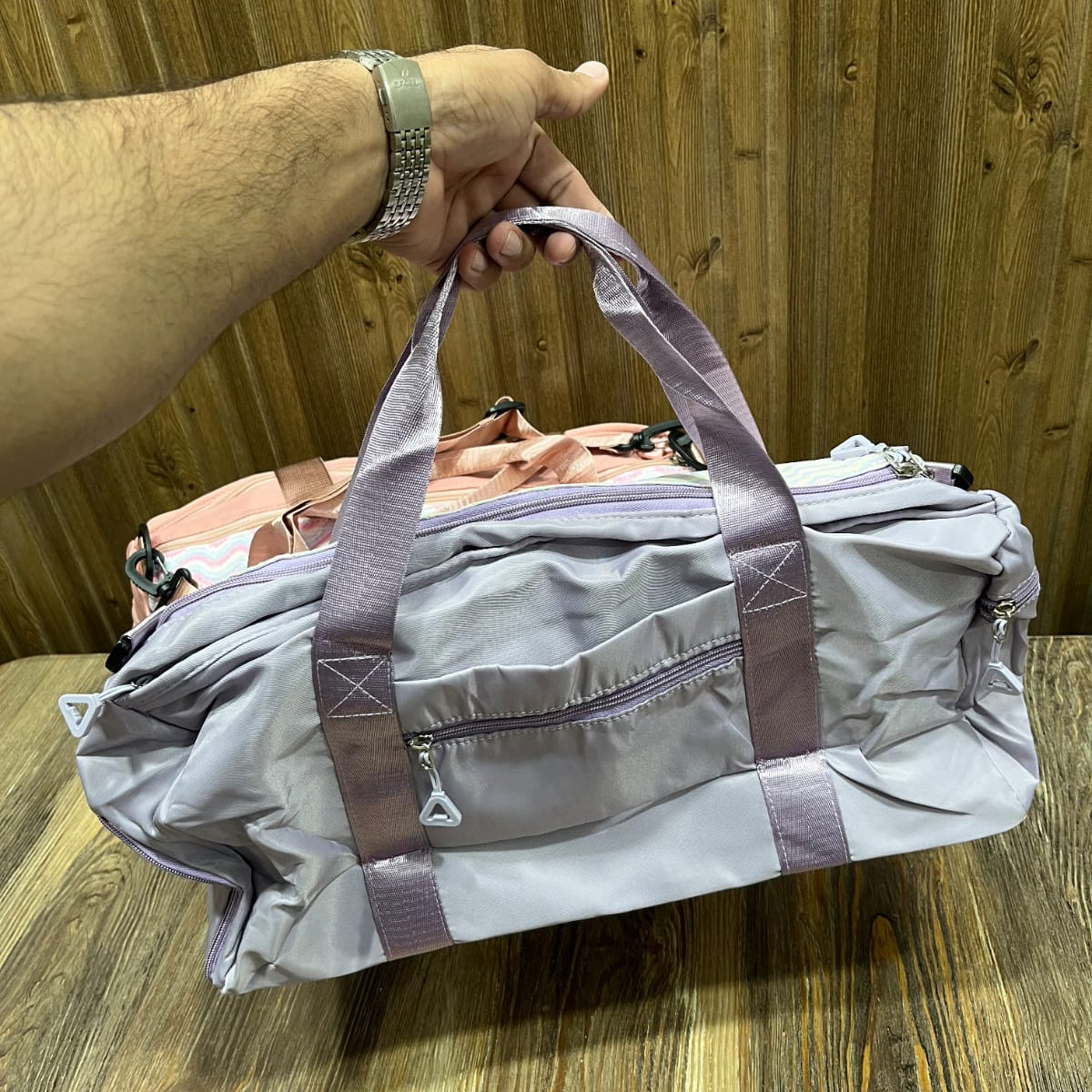 Fashion Quilted Duffel Bag with Sequin Bow Patch