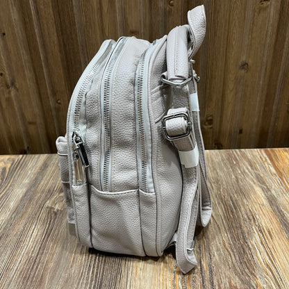 White PU Leather Backpack for Women – Cute Teddy Bear Charm Backpack with Extra Detachable Strap