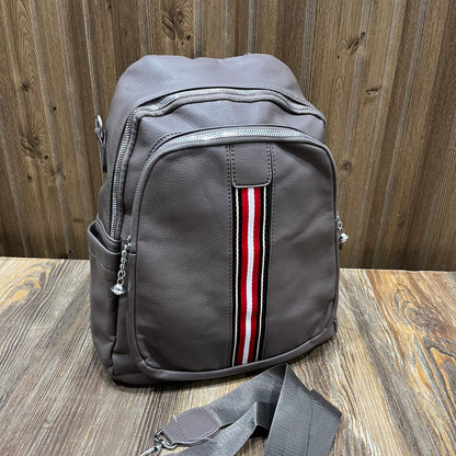 Grey PU Leather Backpack for Women – Stylish Convertible Backpack and Shoulder Bag with Wide Strap
