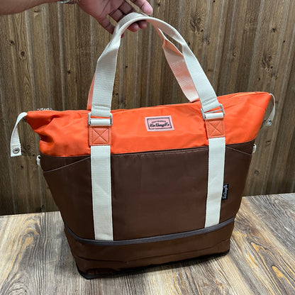 Large Capacity Travel Tote Bag with Laptop Compartment & Shoe Pocket – Blue & Orange