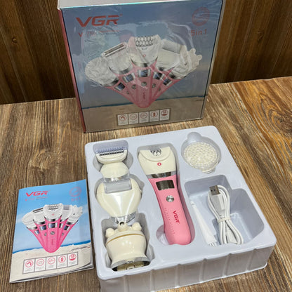VGR V-759 Professional 5-in-1 Lady Care Set – Epilator, Shaver, Callus Remover & Facial Brush