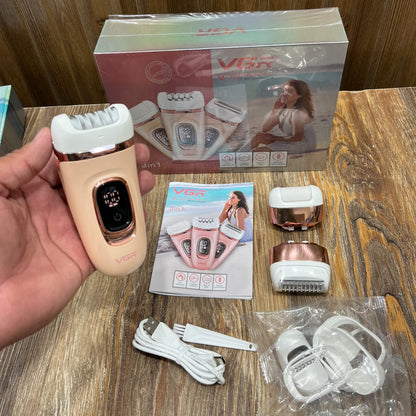 VGR Professional 3-in-1 Rechargeable Lady Epilator – Waterproof IPX7, Built-in Light