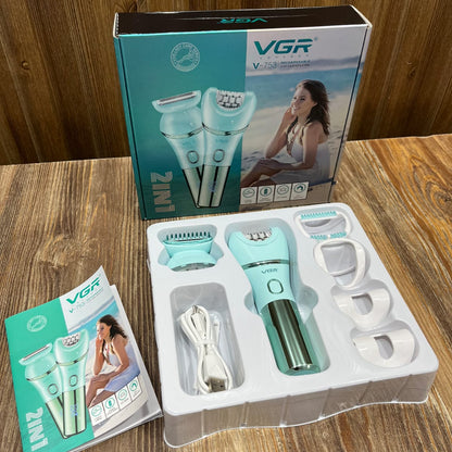 VGR V-753 Rechargeable 2-in-1 Lady Epilator – Shaver & Epilator Set with 7 Speed Settings