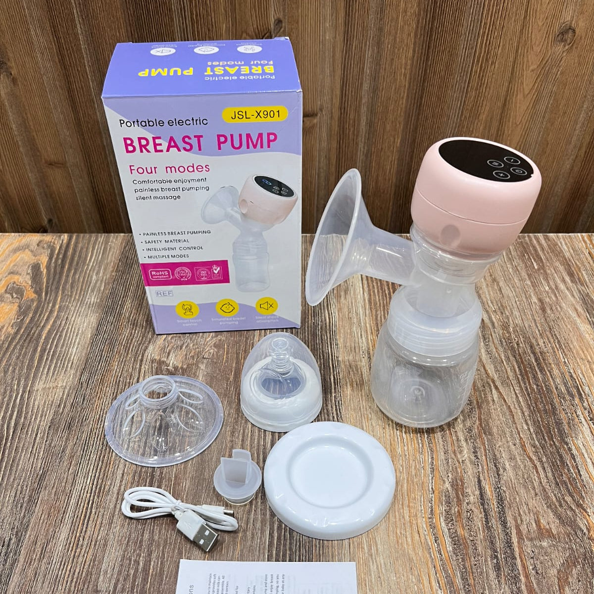 JSL-X901 Portable Electric Breast Pump with 4 Modes & USB Rechargeable Battery