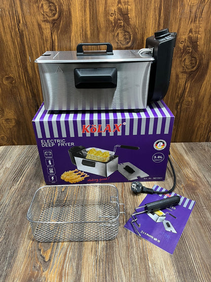 KoLAX 3.0L Electric Deep Fryer – 2000W Stainless Steel Fryer with Adjustable Temperature, Timer and Frying Basket