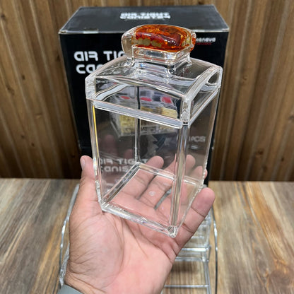 6 Pcs Acrylic Square Spice Jar Set with Air Tight Lid & 2-Tier Metal Stand – High Quality Imported