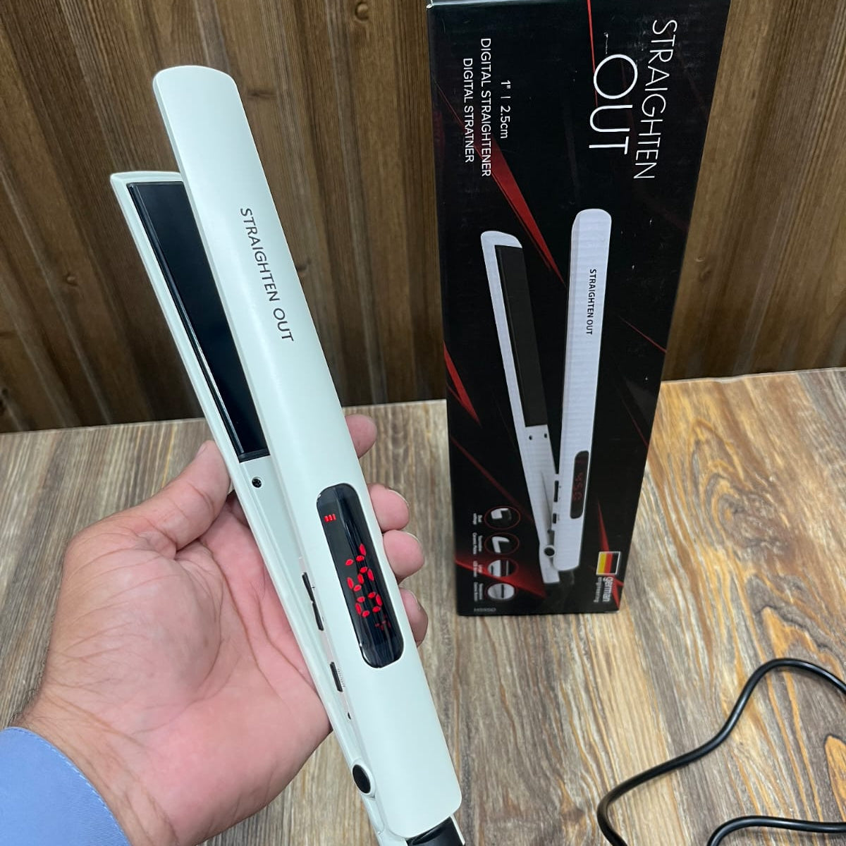 Straighten Out Digital Hair Straightener – 1" Ceramic Flat Iron with LED Display