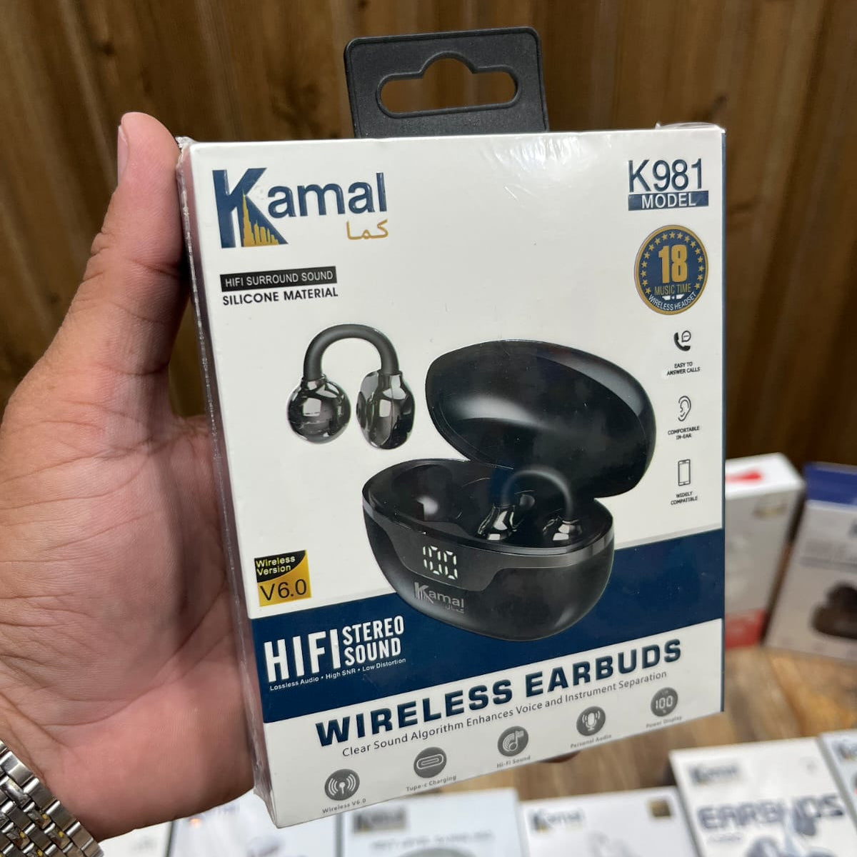 Kamal K981 HiFi Wireless Earbuds – Ear-Hook Design, Bluetooth V6.0, 18H Music Time