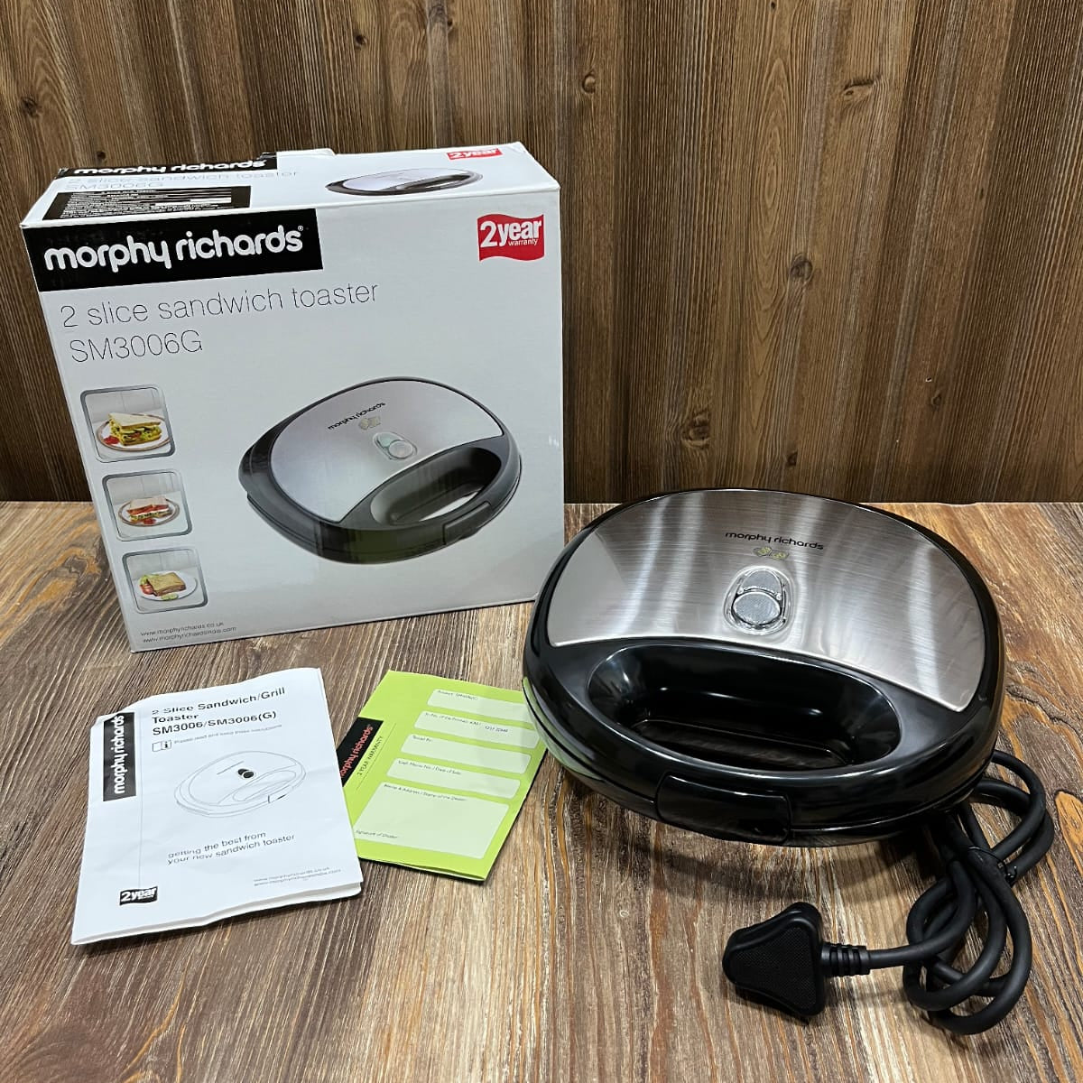 Morphy Richards SM3006G 2 Slice Sandwich Toaster & Grill – Non-Stick Plates, 2 Year Warranty