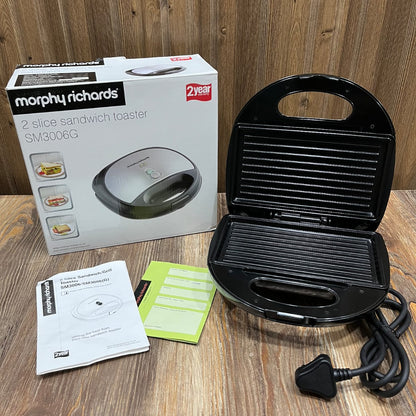 Morphy Richards SM3006G 2 Slice Sandwich Toaster & Grill – Non-Stick Plates, 2 Year Warranty