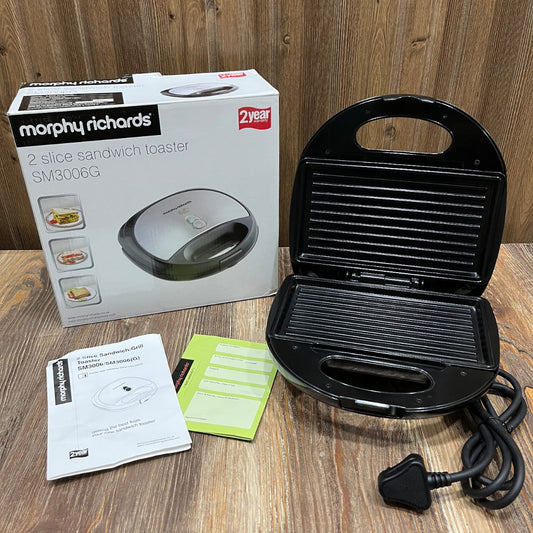 Morphy Richards SM3006G 2 Slice Sandwich Toaster & Grill – Non-Stick Plates, 2 Year Warranty