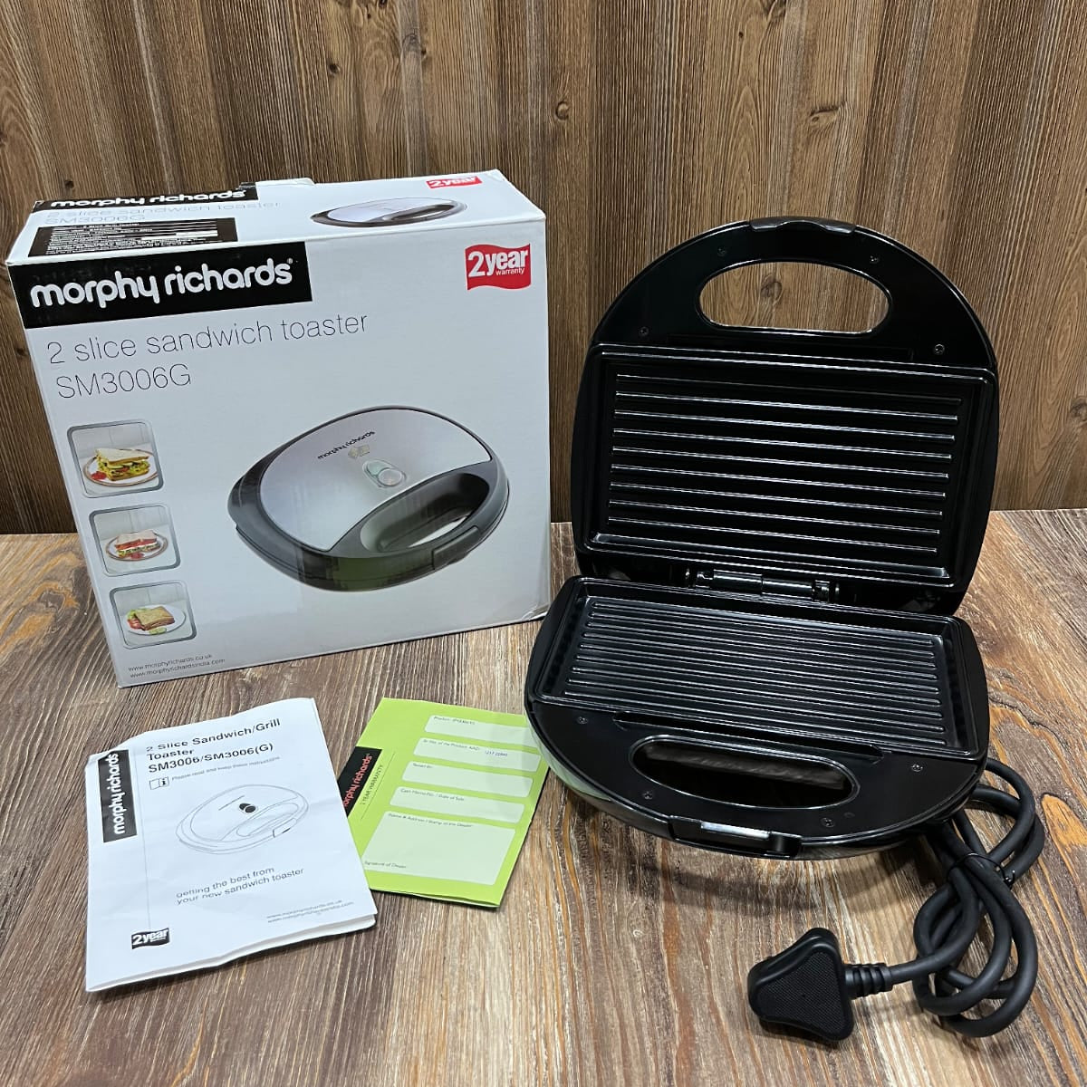 Morphy Richards SM3006G 2 Slice Sandwich Toaster & Grill – Non-Stick Plates, 2 Year Warranty