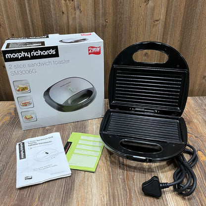 Morphy Richards SM3006G 2 Slice Sandwich Toaster & Grill – Non-Stick Plates, 2 Year Warranty