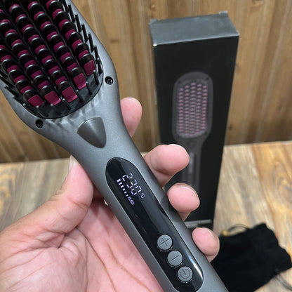 Hair Straightening Brush – Digital Display Ceramic Styler with Travel Pouch