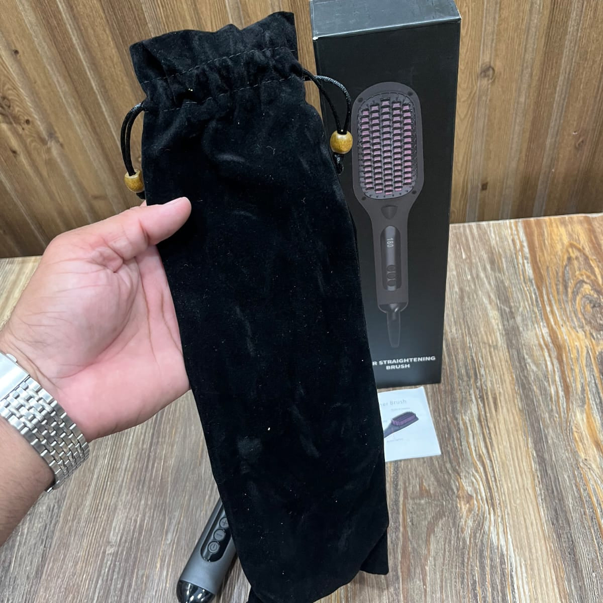 Hair Straightening Brush – Digital Display Ceramic Styler with Travel Pouch